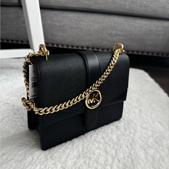 Michael Kors Black Crossbody Bag with Gold Chain - Picture 4 of 11